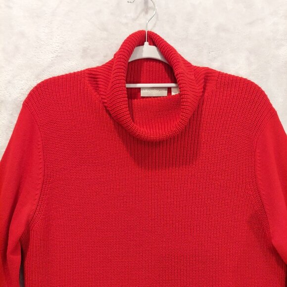 Liz Claiborne Womens L Sweater Bold Red Wool Blend Turtle Neck Office career - Picture 2 of 15